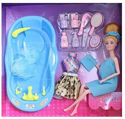 Jankar Bath Tub Toy - Bathroom Set Dolls with Bath Shower , Bathtub and Accessories for Kids Girls for Birthday Gift, 3 Years Plus Kids