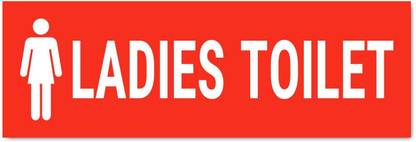 Mindcraftz Ladies Toilet Sign Board Sticker Red color Pack of 3 | 12 x 4 inches Emergency Sign
