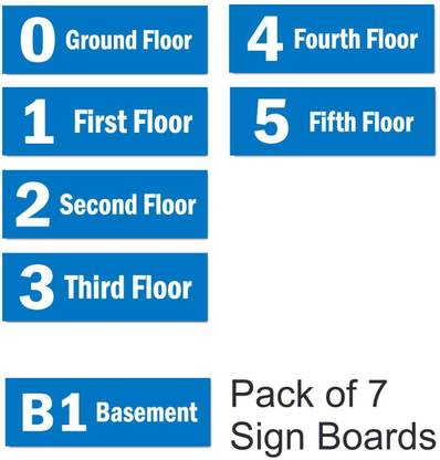 Mindcraftz Stairs | Lifts Floors Sign Boards Display Stickers Blue Color for Five Floors Emergency Sign