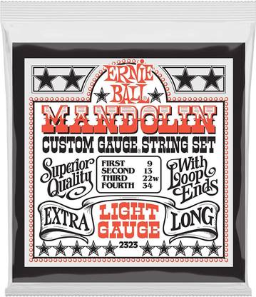 ERNIE BALL Mandolin Light Stainless Steel Loop End Set, .009 - .034 Mandolin String
