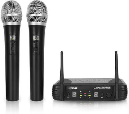 PYLE PDWM3375 Premier Series Professional 2-Channel UHF Wireless Handheld Microphone System with Selectable Frequencies Microphone