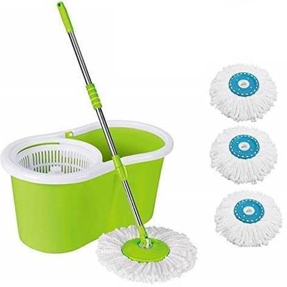 TOZO SHINE 360 Degree Easy Magic Cleaning Mop Floor Cleaner with Bucket, 4 Refill|Green Mop Set