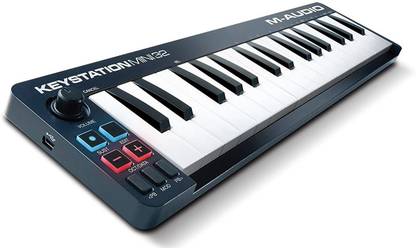 M-Audio Mini-32 Keystation Mini 32-Keys Compact Portable MIDI Keyboard with Synth-Action Velocity (Black) Analog Arranger Keyboard