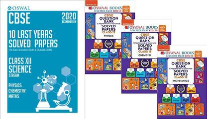 Oswaal Question Bank CBSE Class -12, ( Maths, Physics, Chemistry ) Combo Set With 10 Last Years Solved Papers - Science (PCM)