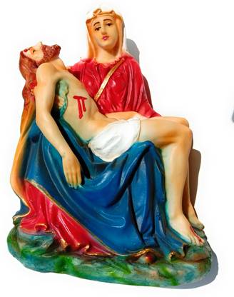 GospelCart Our Lady of Sorrows, Mother Mary with the body of Christ Hand painted Catholic Sculpture 20cm Height Decorative Showpiece  -  20 cm