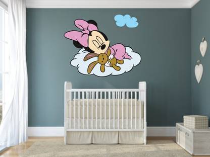 Sudarshan Creatives 93 cm Sleeping Minnie Mouse|Wall sticker for kids Room Self Adhesive Sticker