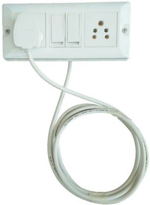 VKV Extension board (modular) with 2 meter, 3 core copper cable and 6A, 3 pin plug(anchor) 2  Socket Extension Boards