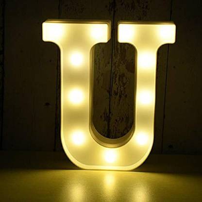 BOOKMYBALLOONS LED Marquee Letter Lights Sign; Light Up Alphabet Letters for Wedding Birthday Party Christmas Home Bar Decoration; Warm White (Letter-U, 10Inch) Night Lamp