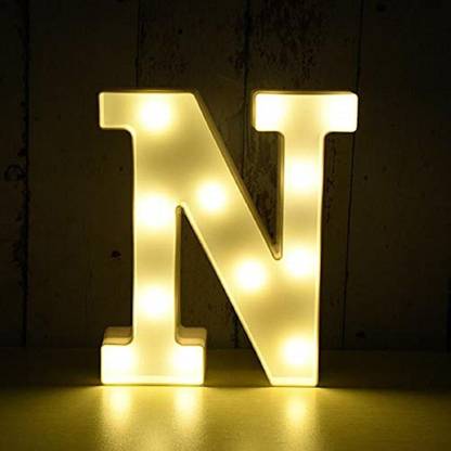 BOOKMYBALLOONS LED Marquee Letter Lights Sign; Light Up Alphabet Letters for Wedding Birthday Party Christmas Home Bar Decoration; Warm White (Letter-N, 10Inch) Night Lamp