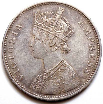 Hariom 1882 VICTORIA EMPRESS 1 RUPEE SILVER RARE COIN -WT. 11.66 GRAMS, DM. - 30.79 MM Ancient Coin Collection