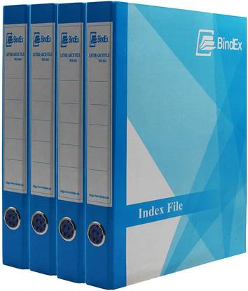 bindex Cardboard Classic Office D Ring Box File, Documentation File, Folder Cover File, Folder for Certificate, Box Binder Office File (Blue-Laminated) Pack of 4 | Portfolio | Folder Cover | Index | Envelope File