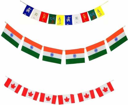 Auto MT Indian Flag, Canada Flag, Tibetan Buddhist Prayer Flag Rectangle Car Window Flag