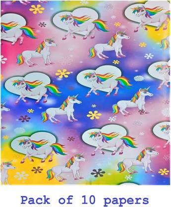 Krux Unicorn print Wrapping Paper Sheets For All Ocassions(Pack of 10) NA Paper Gift Wrapper