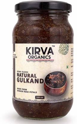 Kirva Organics Natural Gulkand | Damask Rose Petals & Rock Sugar - Kesar Elaichi