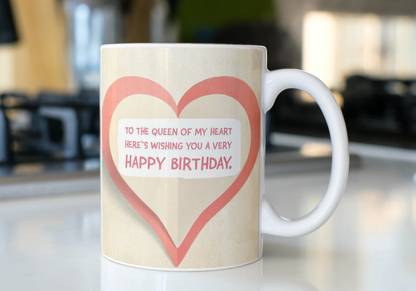 Vrantikar Happy Birthday Queen Of My Heart Printed Ceramic Coffee Mug