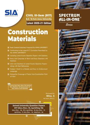 Construction Materials, BE/B.Tech III-Sem (CE) R17, Anna University, Latest 2020-21 Edition