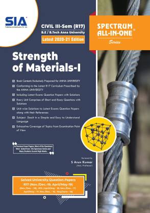 Strength Of Materials-I, BE/B.Tech III-Sem (CE) R17, Anna University, Latest 2020-21 Edition