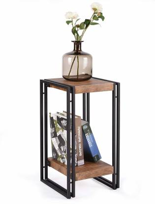 PRITI Accent Side Table for Small Spaces End Table Rustic Industrial Metal Black 21.9 Inch Metal End Table