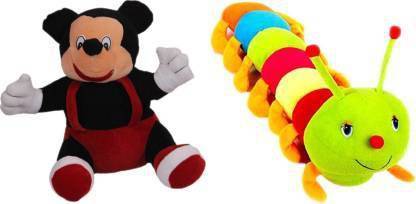 Nihan Enterprises Premium Quality Mickey Mouse Soft Toys (26 Cm) and Stuffed Soft caterpillar Plush Toy Kids Birthday (26 Cm) - Combo soft toy - 26 cm (Multicolor) - 26 cm