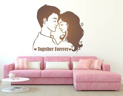 WALLDECORS 60.96 cm BOY&GIRL TOGETHER FOREVER IMAGE Self Adhesive Sticker