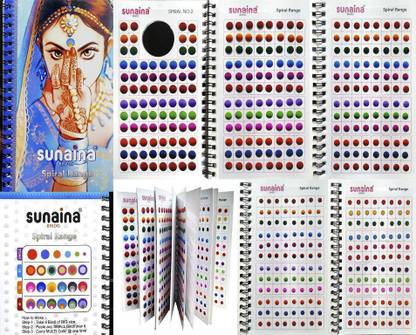 SUNAINA Spiral DOUBLESHADE Multicolour Bindi Book For Women With 1 SPECIAL multicolour outline sketch bindi page (fancy, round, plain, Matching Makeup) FOREHEAD Multicolor Bindis  (STICK ON)
