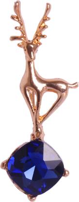 Adorn Golden Designer Navy Blue Stone Brooch For Men Brooch