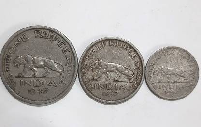 Treasures 1 Rupee / ½ Rupee / ¼ Rupee George VI 1947 Nickel @ Excellent condition Ancient Coin Collection