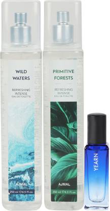 Ajmal Wild Waters & Primitive Forest EDT each 250ML & Yearn EDP 20ML For Men & Women