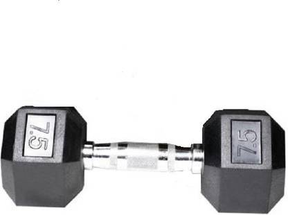 LCARNO Best Quality (7.5KG*1) Rubber Coated Hexagonal Single Dumbbell Fixed Weight Dumbbell