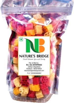 Nature's Bridge Colorful Mix Fryums, Ready to fry Papad snacks, Flower fryums - 900 Gm Fryums