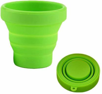 Modinity silicone Foldable glass-Green Glass Water/Juice Glass Glass Set Water/Juice Glass