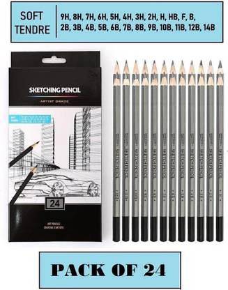 Pehrovin SKETCHING/SHADING PENCILS/ GRAPHITE PENCILS FOR ARTISTS, PROFESSIONALS, BEGINNERS, THESE PENCILS (SET OF 24) ARE IDEAL FOR SKETCHING , SHADING, PORTRAIT MAKING Pencil