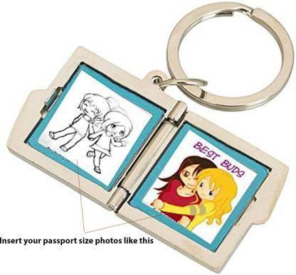 V E Romantic Couple Passport Size Photo Frame Mini Key Chain Key Chain