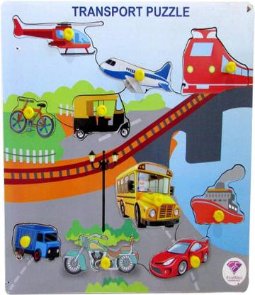 Etsi Bitsi EtsiBitsi wooden Jigsaw Puzzle Means of Transport Picture puzzle for Kids at their early learning age, suitable for 2 to 5 years old 12*12 Inches