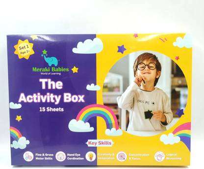Meraki Babies Kids Activity Box - 15 Sheets - Age 2+ - Learning & Educational Toy - Toddler Boy and Girl