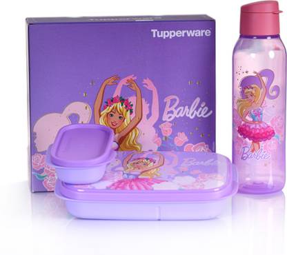 TUPPERWARE Barbie Kids Lunch Set 2 Containers Plastic Office Lunch Box