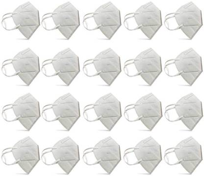 safent Pack of 20, N95, CE & ISO certified 5 Layer Face mask With Nosepin Soft & Breathable Protects from Virus, Bacteria, Pollution (Reusable & Washable)