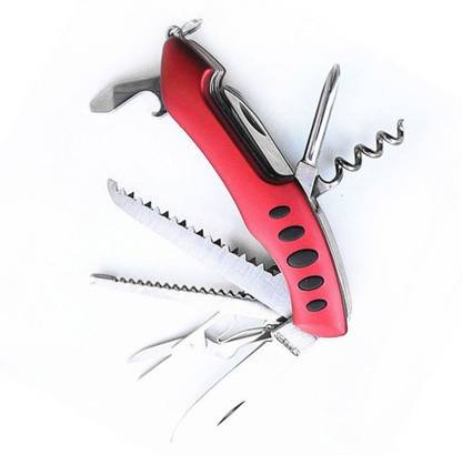 AlexVyan Pocket Swiss Knife Red and Black Dot 11 In 1 Stainless Steel Multi Functional Swiss Army Style Knife 11 Multi-utility Knife
