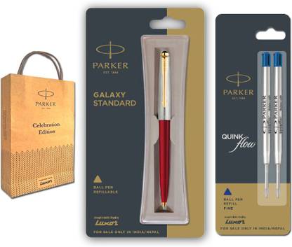 PARKER Galaxy Standard Ball Pen With Extra Two Flow Refills and Gift Bag Ball Pen