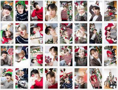 BTS Christmas Photo Postcard Lomo Cards (Set of 32) with 7 Photo Clips and 1 String Fine Art Print (4.7 inch X 2.7 inch)| BTS CHRISTMAS PHOTOS| BTS ARMY HANGING PHOTO ALBUM|BTS PHOTO CARDS Paper Print