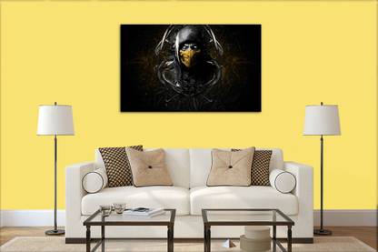 Decorative Framed Canvas Wall Art Decoration Mortal kombat x scorpion face ninja mask amazing Digital Print Poster N&WCP-9384 Canvas Art