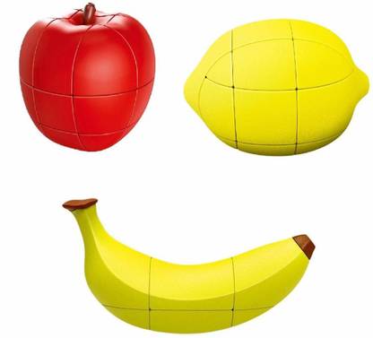 Cubelelo Fruit Shape Cube Combo (Lemon, Apple & Banana) Speedcube Highspeed Magic Cube Puzzle