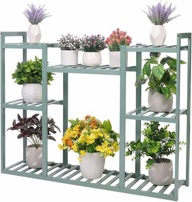 Naayaab Craft Bamboo Plant Rack, 8 Tiered Planter Stand Indoor Plant Pot Stands Plant Shelf Outdoor Plant Display Stand Multifunctional Shelving Unit Rack Plant Container Set