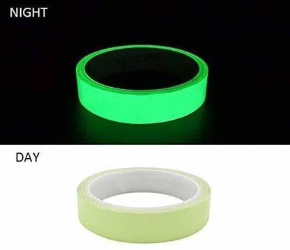 Iktu Glow in The Dark Tape Radium Glow-in-The-Dark Luminous Photoluminescent/Luminescent Emergency roll Safety Egress Markers Stairs, Walls, Steps, exit Sign (18mm x 5 Meter) 18 mm x 5 m Green Reflective Tape