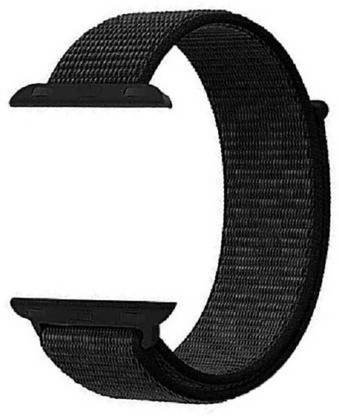 MIFKRT Nylon Sport Loop Replacment Band Strap for Apple Watch 42mm/44mm Series 5/4/3/2/1 (Jet Black) Smart Watch Strap