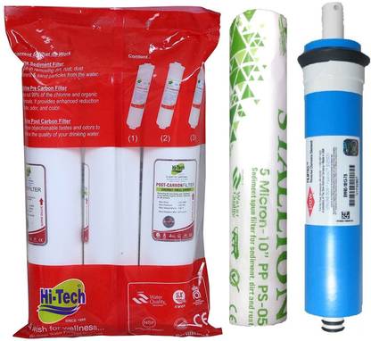 Hi-Tech Filters RO Service Kit with Inline set, FILMTECH membrane and Spun Solid Filter Cartridge