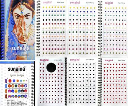 SUNAINA Spiral Mini size Multicolour/Black/Red/Maroon Colour KUMKUM Bindi Book For Women With 1 SPECIAL 4 MM Mini Black Size bindi page (fancy, round, plain, Matching Makeup) FOREHEAD Multicolor Bindi