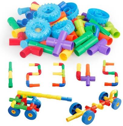 Extrawish Tubular Spout Construction Building Blocks Set, Fun Educational STEM Building Construction Toys with Wheels And Parts, PIPE CONSTRUCTION AND CREATIVITY MAKING PIPE BLOCKS