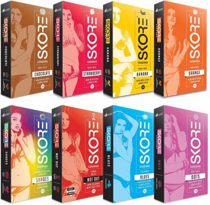 SKORE New Adventure Pack Condoms - 10 Pieces, Pack of 8 Condom