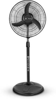 zigma Bullet Heavy Duty ISI CERTIFIED 400 mm Ultra High Speed 3 Blade Pedestal Fan  (Black, Pack of 1)